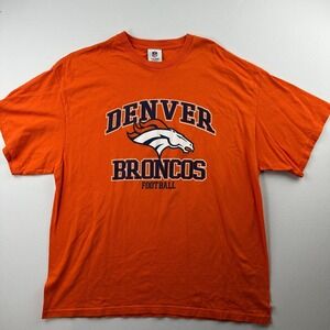 NFL Team Apparel Denver Broncos Football T-shirt Orange Oversized Collegiate 2XL